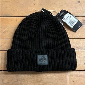 NEW Adidas Black Beanie - Men's Double Cuff Novelty Golf Beanie